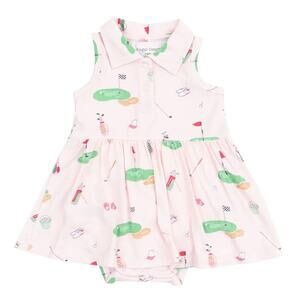NWT Angel Dear Bamboo Polo Collar Bodysuit Dress Golf Things Pink 3-6 Months